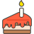 icon of a slice of birthday cake with a candle